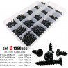 Caja de Juego de 1350 piezas de Mini Tornillos Cruz Phillips de Acero Negro
