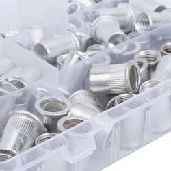 Caja de juego de 70 piezas de Tuercas de Remache de cabeza Plana de Aluminio
